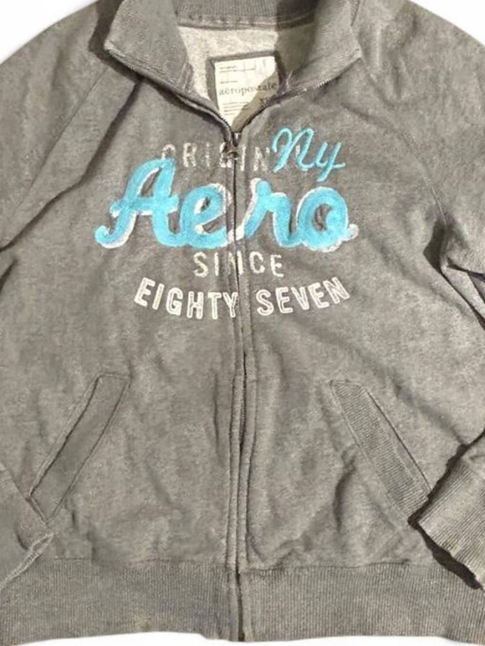 Vintage 2009 Aeropostale Women’s XL Gray Full Zip Sweatshirt Jacket Y2K Aero